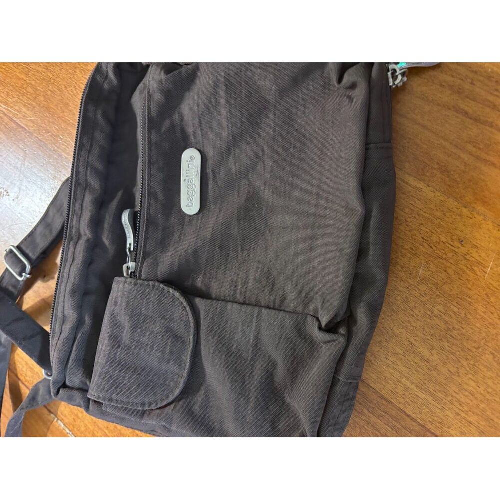 BAGGALLINI PURSE dark brown crossbody waist bag travel pockets utility nylon - Picture 4 of 6